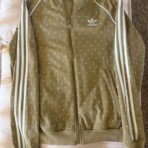 Pharrell Williams adidas Olive Green Zip-Up Jacket with White Triangle Accents